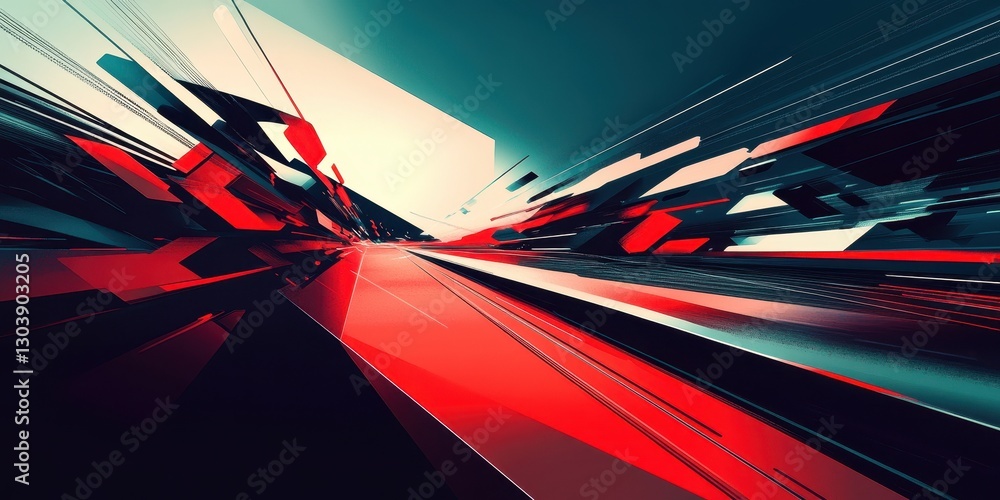 Poster abstract geometric shapes and lines compose an interesting digital artwork