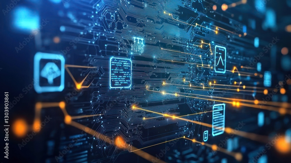 Poster digital data stream: a futuristic network visualization