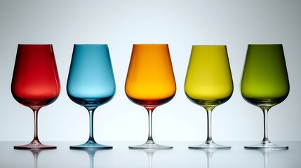 Colorful Glass Wine Glasses Red Blue Orange Yellow Green Modern Stemware Drinkware