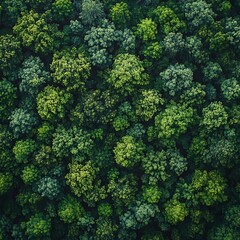 Naklejka premium Aerial View of Lush Green Forest Canopy (3)