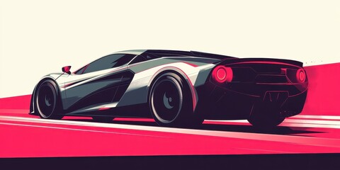 A Speeding Sports Car Shown In Vector Style Illustration