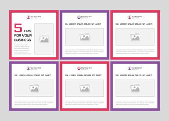 Microblog carousel slides template for social media. Tips sharing Instagram carousel template or LinkedIn carousel banner post