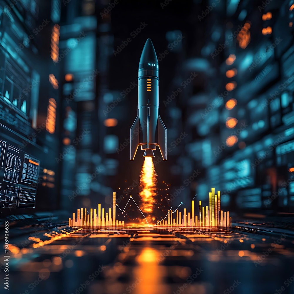 Poster digital rocket launch data driven growth and innovation