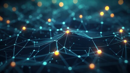 Futuristic connectivity illustration showcasing nodes and network connection with light