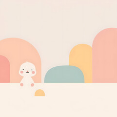 Cute cartoon scene background in minimalist style