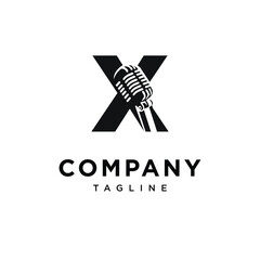 Letter X Microphone Logo Icon Vector