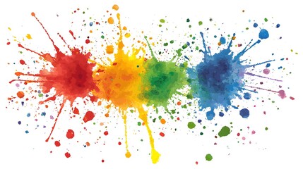 Vibrant Rainbow Watercolor Splashes Colorful Ink Blot Design Abstract Art Background