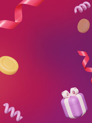 coin with ribbon purple color background image