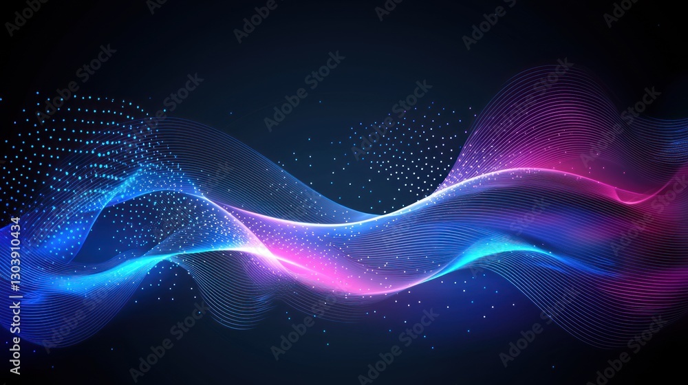 Poster abstract dynamic neon wave background