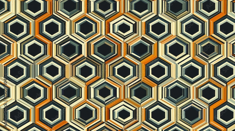 Aufkleber abstract hexagon pattern: geometric design in warm tones