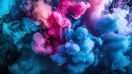 Abstract Swirling Colors: A Symphony of Pink, Blue, and Purple Ink