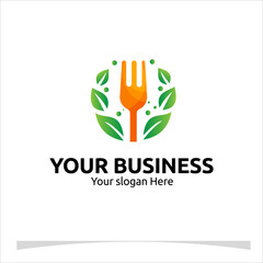 A modern logo featuring a sleek fork surrounded by green leaves in a circular layout for you business