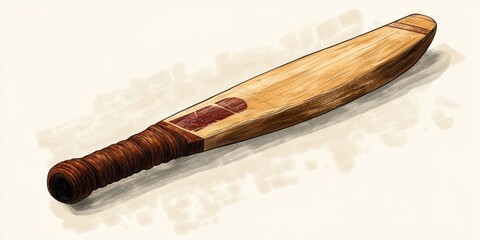 A Detailed View of a Cricket Bat on Neutral Background