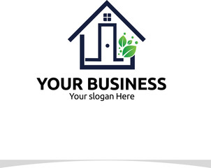 Design a logo with an abstract geometric nature house outline for your company
