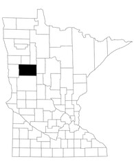 Map of Becker County in Minnesota state on white background. single County map highlighted by black colour on Minnesota map. UNITED STATES, US
