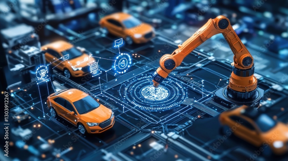 Poster smart factory: automated car production with robotics and ai