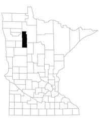 Map of Clearwater County in Minnesota state on white background. single County map highlighted by black colour on Minnesota map. UNITED STATES, US