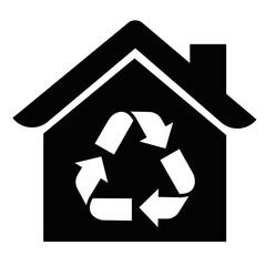 Obraz premium Eco-Friendly House Recycling Symbol | Sustainable Living & Green Energy Icon| home recycling icon | 