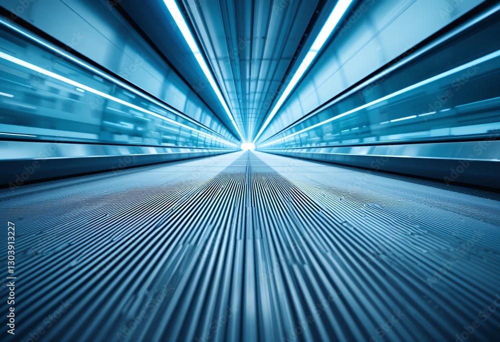 Aufkleber Futuristic Pathway, Leading To Innovation. Advanced Structure With Glowing Lights, Smooth Surfaces Conveying Speed. A Cutting-edge Design For Modern Spaces, Promising Technology And Progress.