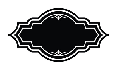 Elegant Black and White Vintage Label Frame with Decorative Borders