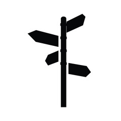 The image shows a flat logo design of a pole with four directional posts in black color on a white background.  © JohnTorr