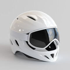 Fototapeta premium Snowboarding Helmet with Sleek Design Isolated on White Background 