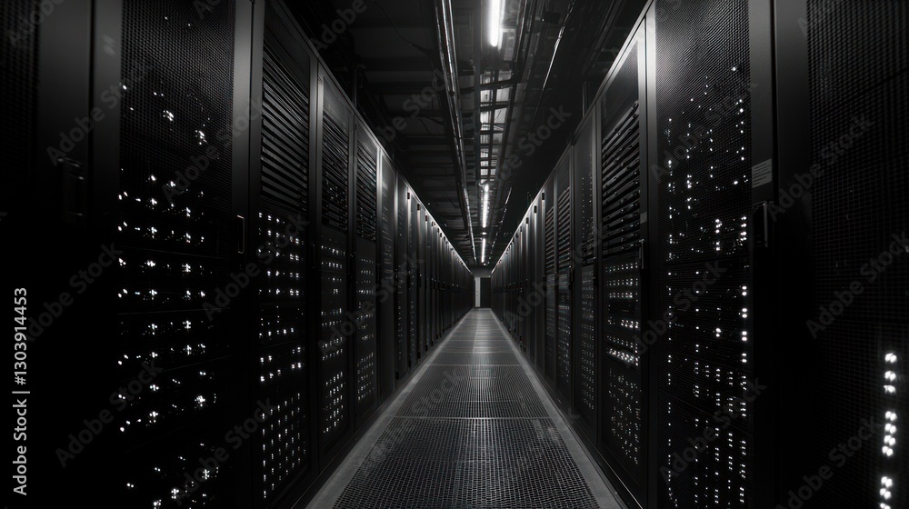 Poster deep in the data center: a monochromatic view of servers