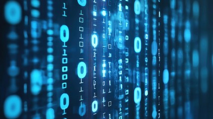 Abstract Digital Matrix: Binary Code Flowing in Cyberspace