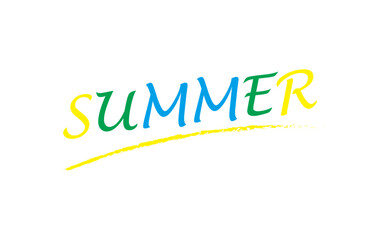 夏の訪れを祝福する、SIMMER（夏）の文字の、シンプルなロゴマーク（ベクター素材）
