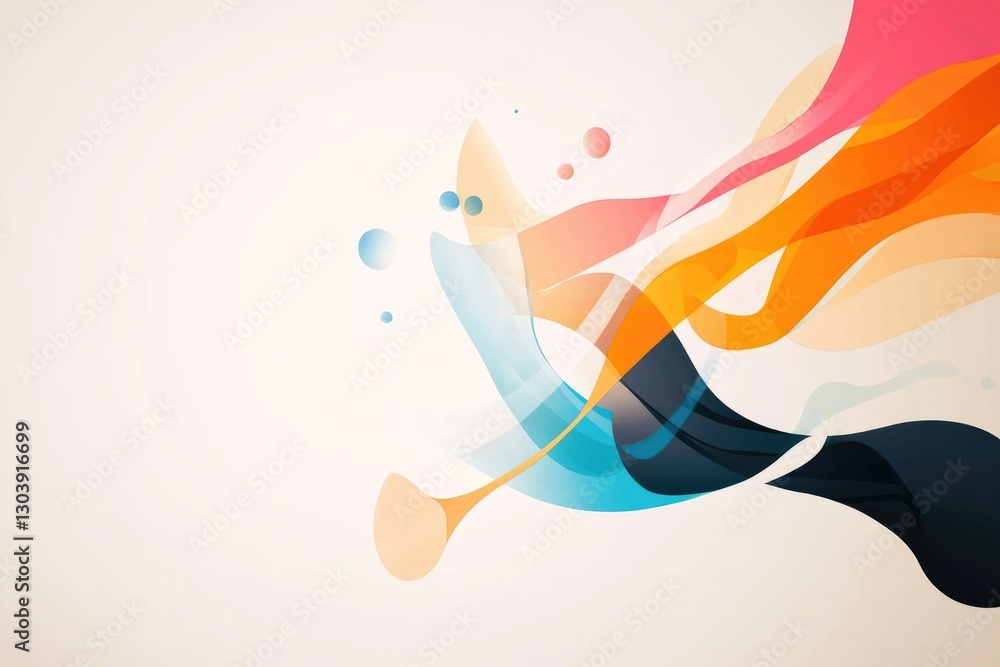 Poster clutter-free visual featuring abstract designs that evoke feeling of creative brainstorming with swi