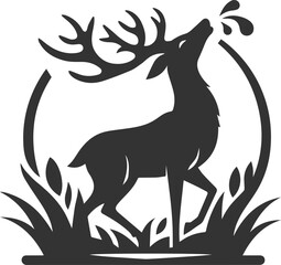 A deer raising its head after drinking water animal vector silhouette