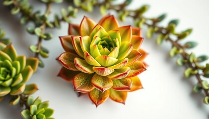 Obraz premium A vibrant green succulent, isolated on pure white, leaf, plant