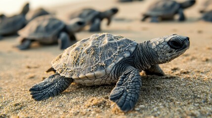 Obraz premium Baby Sea Turtle Making its Way to the Ocean