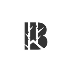 B Letter as Birc Tree Wood Forest, Woodworking and Real Estate Logo Design Vector
