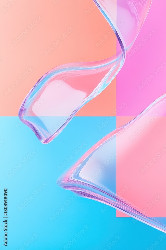 Aufkleber dynamic blend of geometric and organic abstract shapes on vibrant backdrop with ample copy space enc