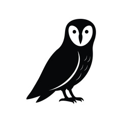 Barn Owl Silhouette Vector | Black and White Barn Owl Bird Illustration