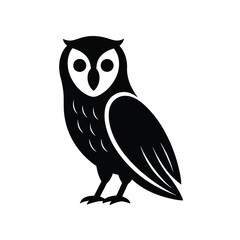 Barn Owl Silhouette Vector | Black and White Barn Owl Bird Illustration
