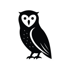 Barn Owl Silhouette Vector | Black and White Barn Owl Bird Illustration