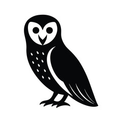 Barn Owl Silhouette Vector | Black and White Barn Owl Bird Illustration