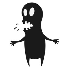 Cute Halloween Monster on White Background. Vector Silhouette.