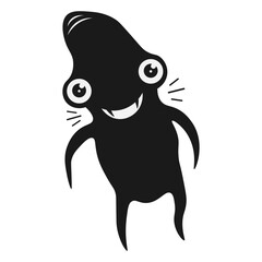 Cute Halloween Monster on White Background. Vector Silhouette.