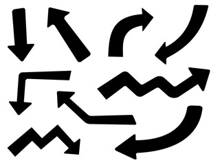 Set of vector black arrows on isolated white. different kinds of arrow symbol indicator for your various projects.