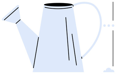 Simplistic watering can with a curved handle and long spout. Ideal for gardening, sustainability, growth, nurturing, simplicity, eco-friendly concepts, and care. Flat simple metaphor