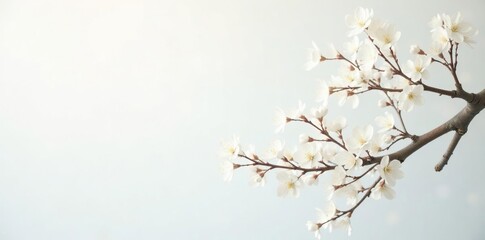 Obraz premium Delicate white tree branches isolated in a soft light, peaceful, white, isolated