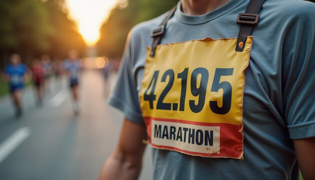 Marathon bib number pinned to shirt for fitness blogs and clip art