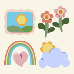 A vibrant summer-themed illustration set, perfect for media and graphic design resources