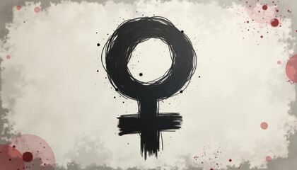Distressed Vintage Female Symbol On Textured Background For Historical Feminism Educational Materials Campaign Graphics