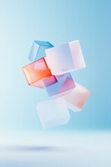 radiant burst of vibrant geometric shapes in motion against tranquil monochromatic backdrop forms captivating scene