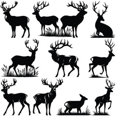 deer silhouettes set