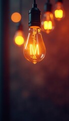 Glowing yellow bulbs in a dreamlike background, hazy, ambient